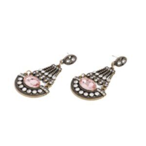Paparazzi Complimentary Chandelier - Brass Peach Gem Post Earrings